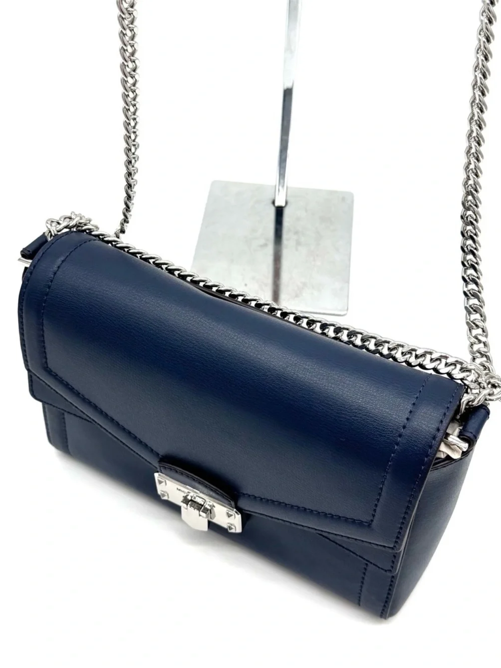 Michael Kors Kinsley Medium Shoulder Flap Crossbody Bag Navy Blue